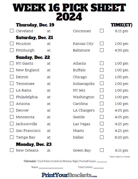 week 16 football picks.